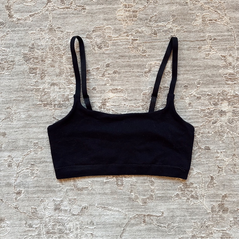 Aerie Ribbed Bralette Black Women's Lounge Bra Real Good Intimates Casual Comfy